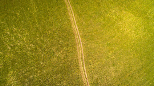 High angle view of soccer field