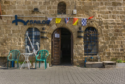 Graffiti on wall of old building