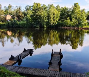 Scenic view of lake against sky