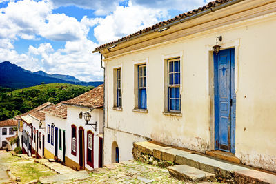 Steet with houses in colonial architecture in old and historic town of tiradentes, minas gerais