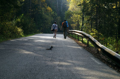 Couple walking on road