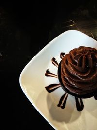 Close-up of chocolate cake on plate