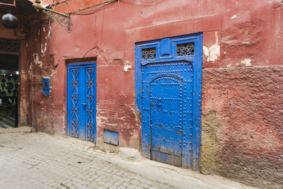 Closed door of old building