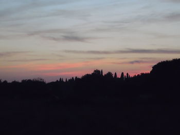 Silhouette trees against sky during sunset