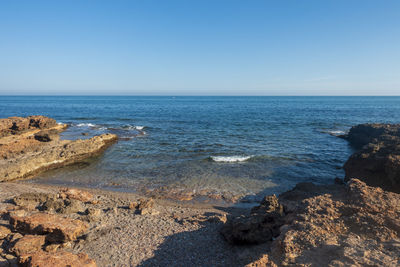 Scenic view of sea against clear sky