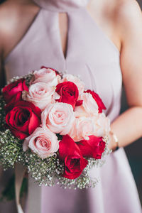 Close-up of pink rose bouquet