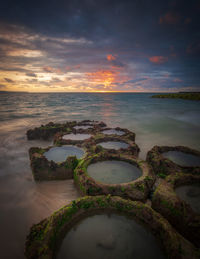 Scenic view of sea against sky during sunset