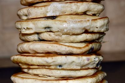 Close up of stacked pancakes