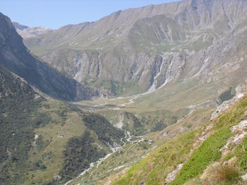 Scenic view of mountains against clear sky