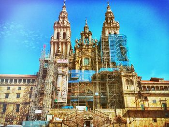 Low angle view of cathedral against blue sky