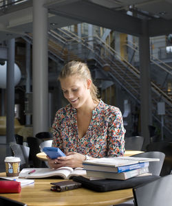 University student sitting in cafe