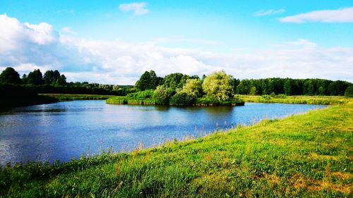 Scenic view of lake against sky