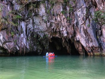 Scenic view of rock formation in sea