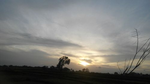 Scenic view of silhouette landscape against sky during sunset