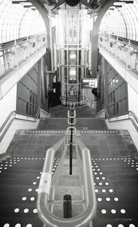 High angle view of stairs leading towards station platform