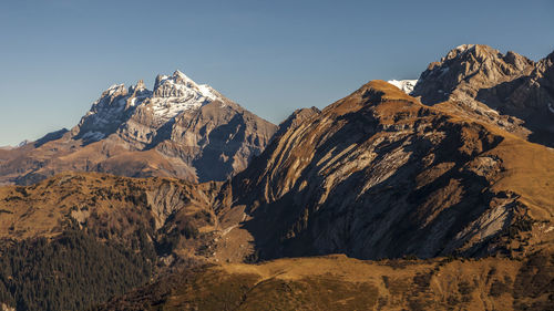 Scenic view of mountains against clear sky