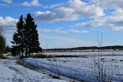 Scenic view of snow covered landscape