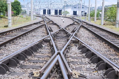 High angle view of railroad tracks