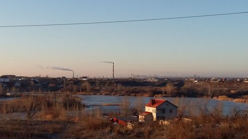 View of a river with buildings in background