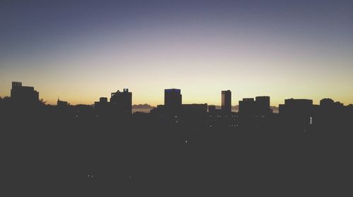 View of cityscape at sunset