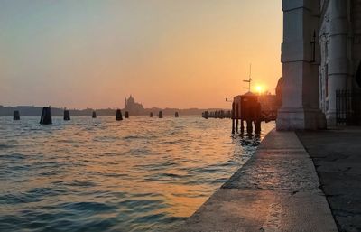 Scenic view of sea during sunset