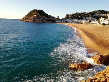 Scenic view of sea against clear sky