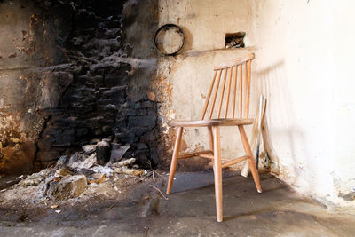 Broken chair in abandoned building