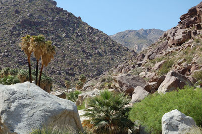 Scenic view of mountains against clear sky