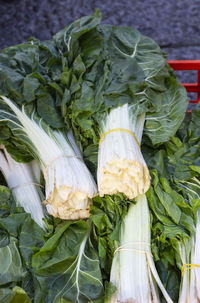 High angle view of vegetables for sale in market