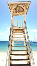 View of pier on beach against sky