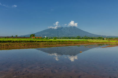 Scenic view of volcanic landscape against sky