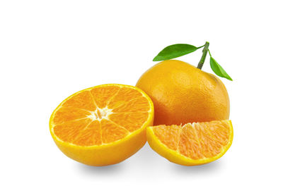 Close-up of orange fruit against white background