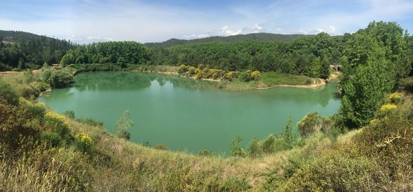 Scenic view of lake against sky