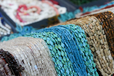 Close-up of ropes for sale in market