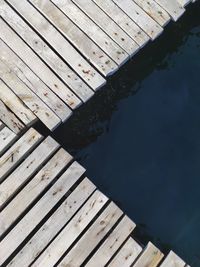 High angle view of pier over lake