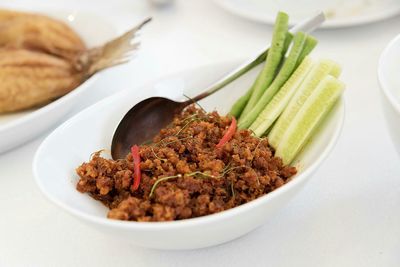 Close-up of meal served in plate