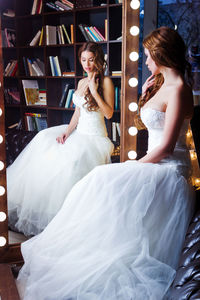 Portrait of young woman in wedding dress