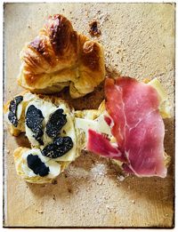 Close-up of breakfast served on table