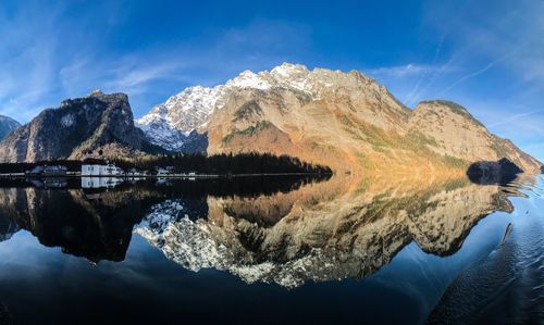 Reflection of mountain range in lake