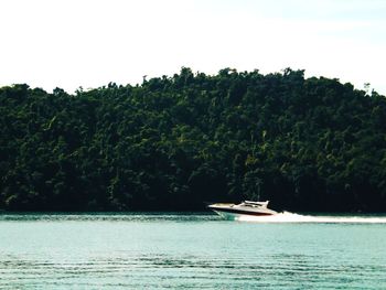 Scenic view of sea against clear sky