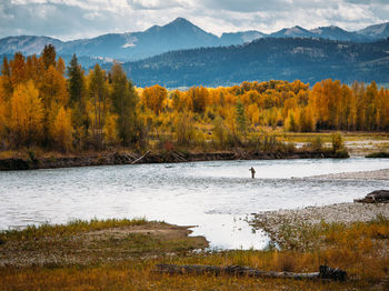 Scenic view of lake and mountains