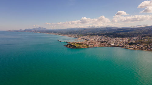 Aerial view of sea against sky