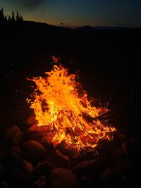 Close-up of bonfire at night