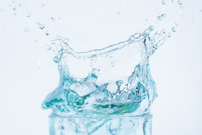 Close-up of splashing water against white background