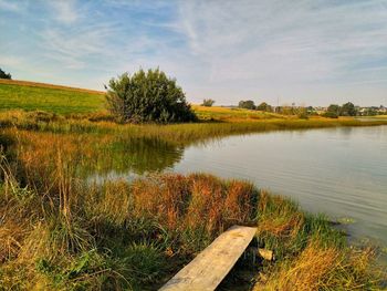 Scenic view of lake against sky