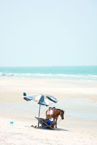 Scenic view of beach against clear sky