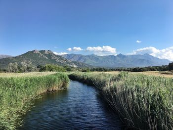 Scenic view of land against sky