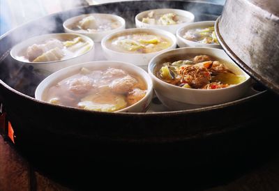 High angle view of food on table