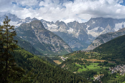 Scenic view of mountains against sky