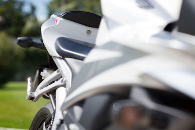 Close-up of bicycle parked on road